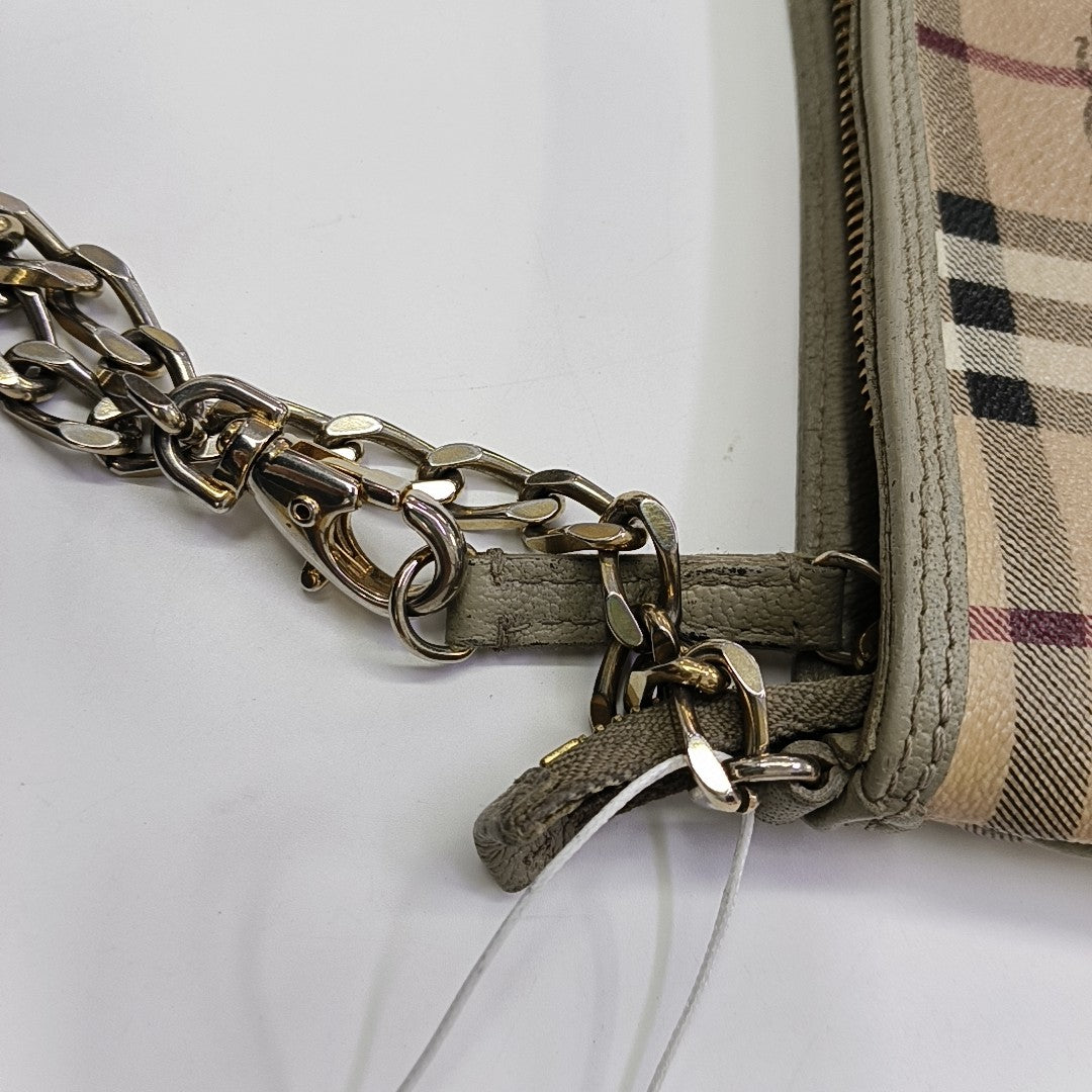 Coated Canvas Clutch Beige