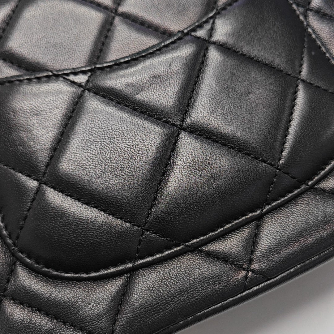 Quilted Lambskin Shoulder Bag Black