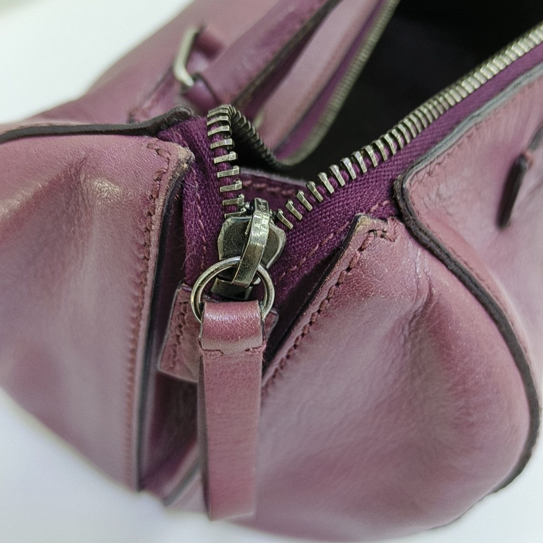 Lambskin Top Handle Bag Purple