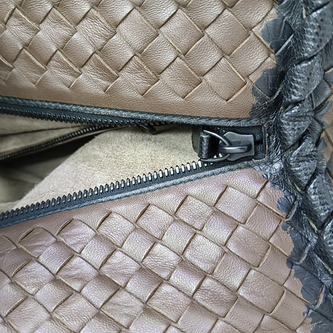 Lambskin Top Handle Bag Brown
