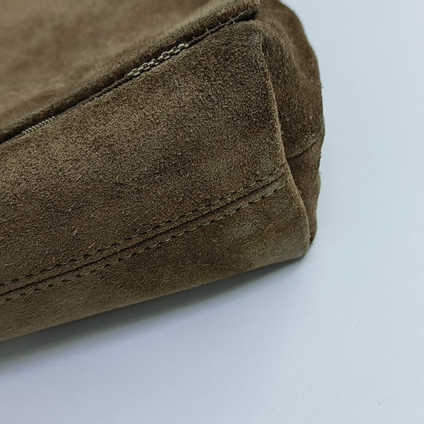 Suede Top Handle Bag Brown