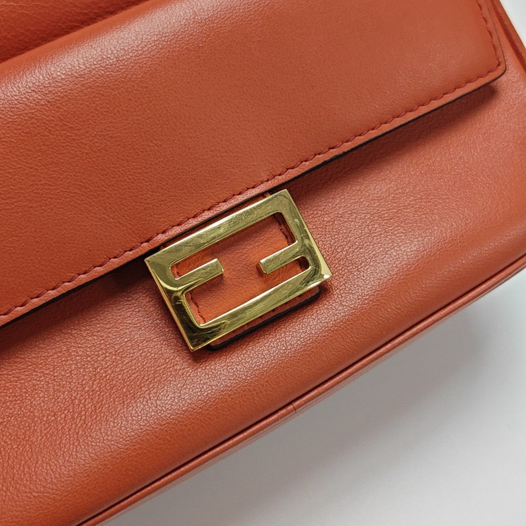 Leather Shoulder Bag Mini Orange
