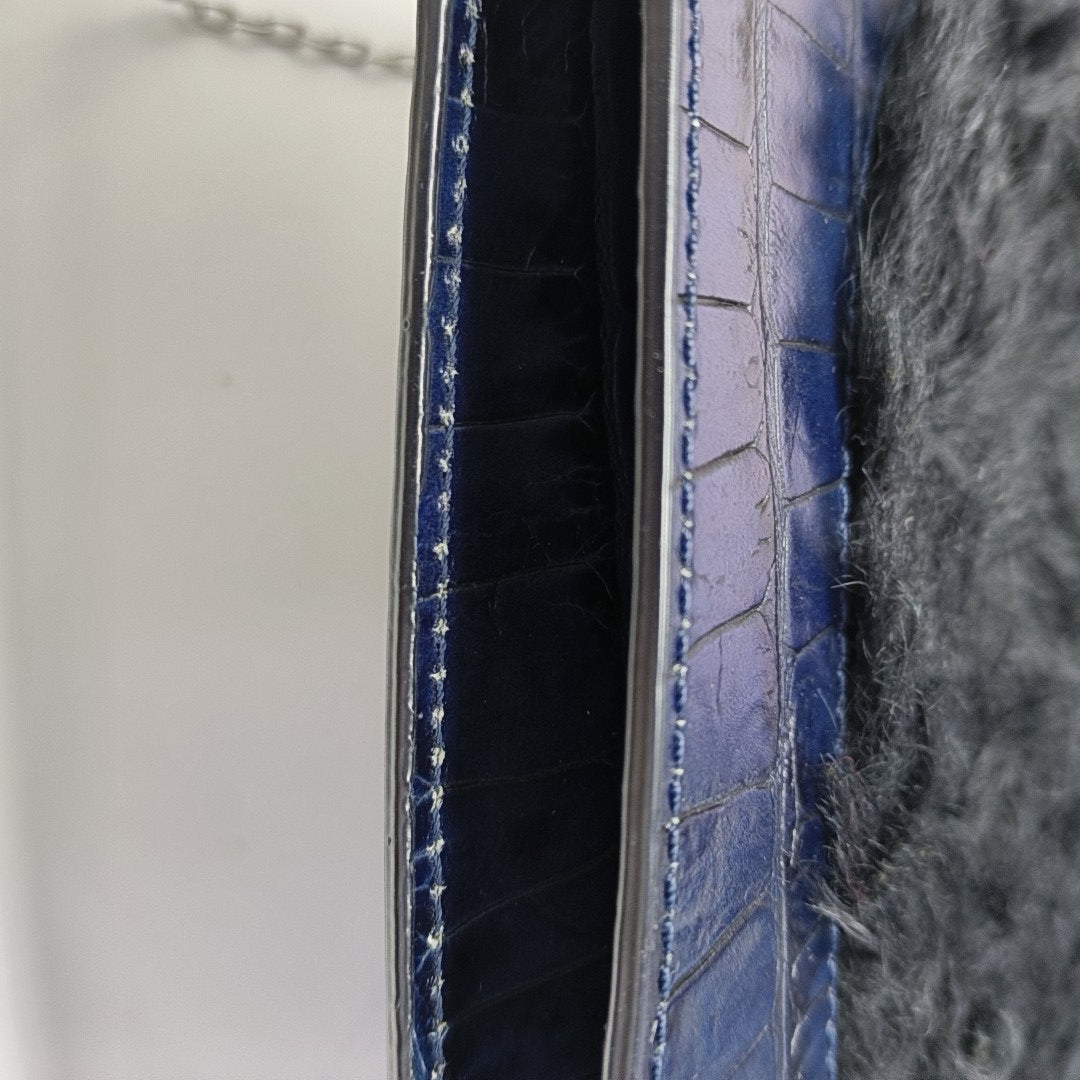 Leather Shoulder Bag Blue