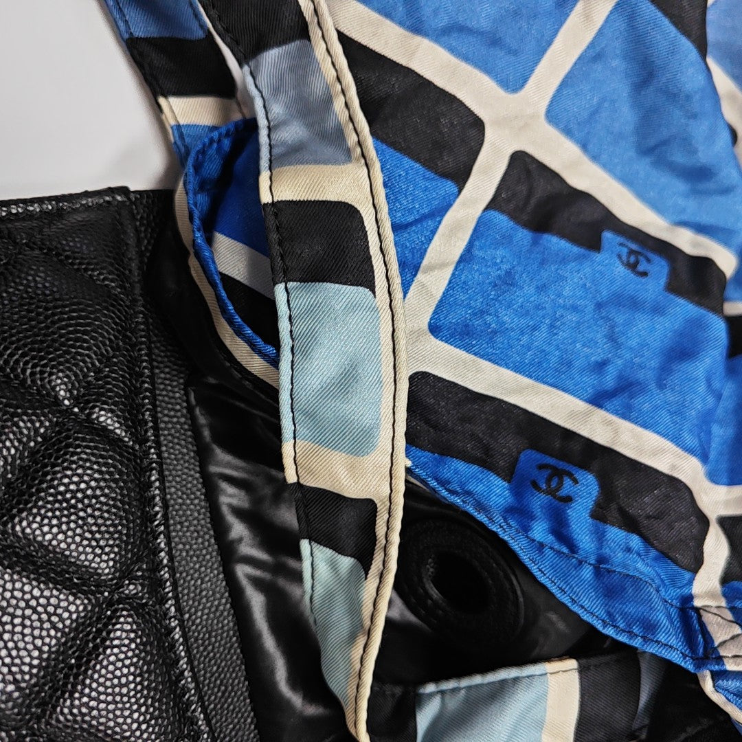 Quilted Grained Calfskin Shoulder Bag Black