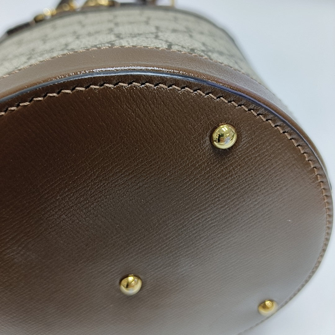 Authenticated pre-owned  Horsebit 1955 Small Coated Canvas Beige - Bucket Bag at Looply