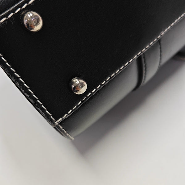Calfskin Top Handle Bag Black