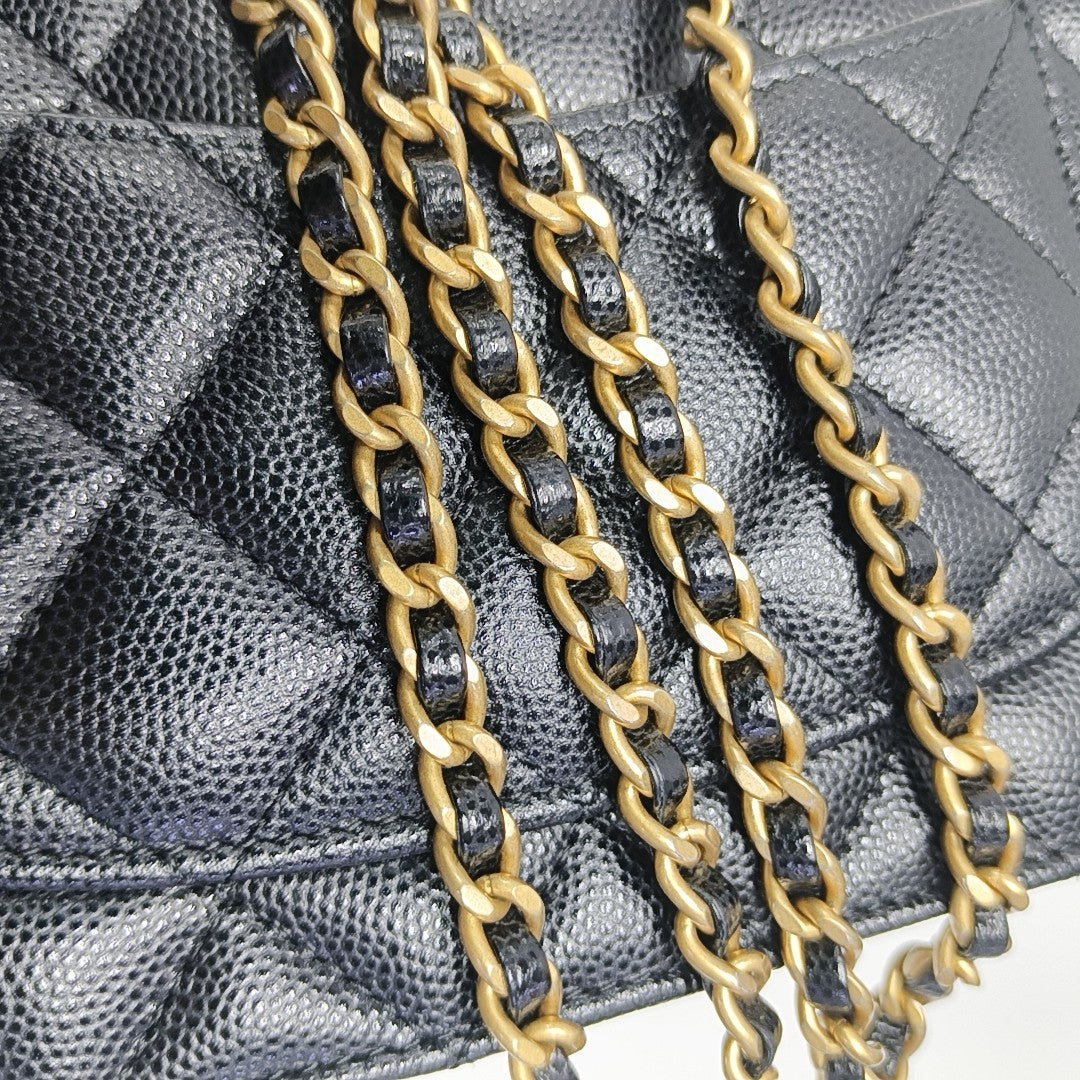 WOC Quilted Grained Calfskin Black