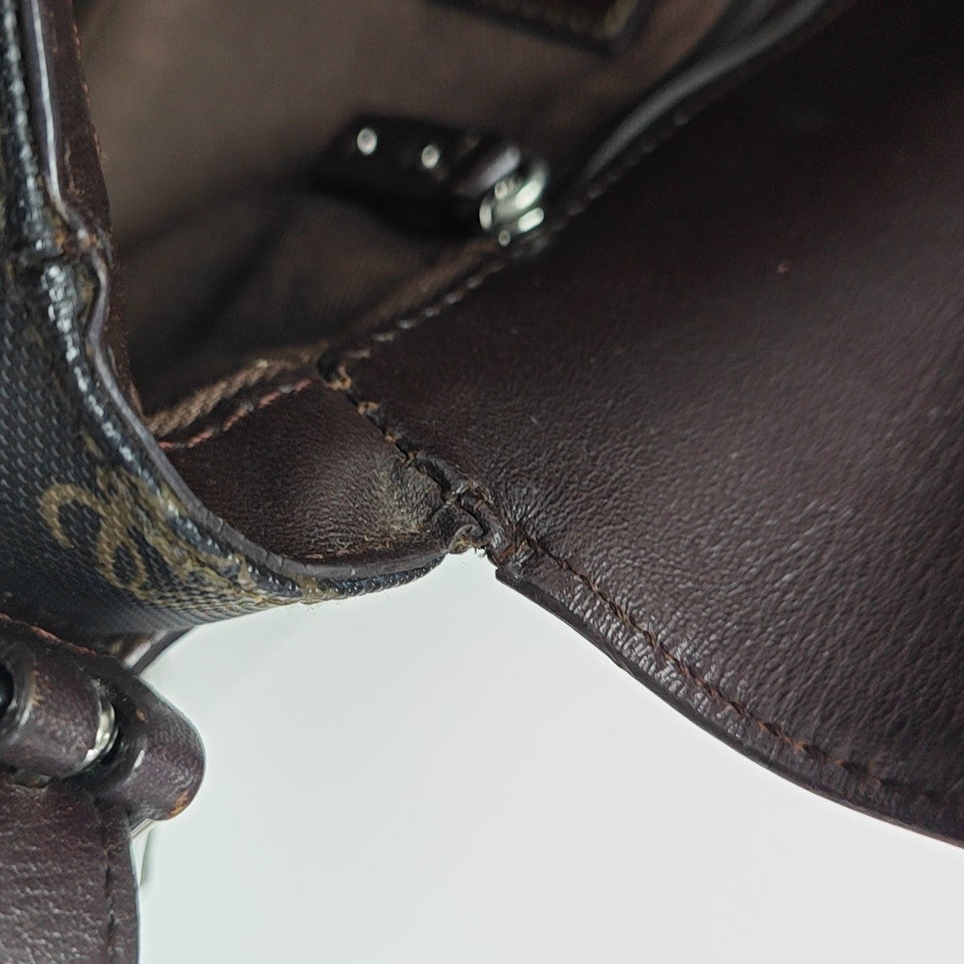 Monogram Coated Canvas Shoulder Bag Black