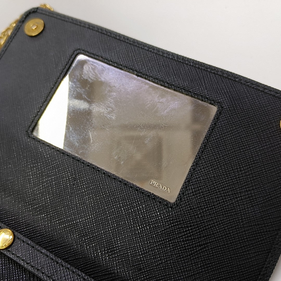 Saffiano Calfskin Shoulder Bag Black