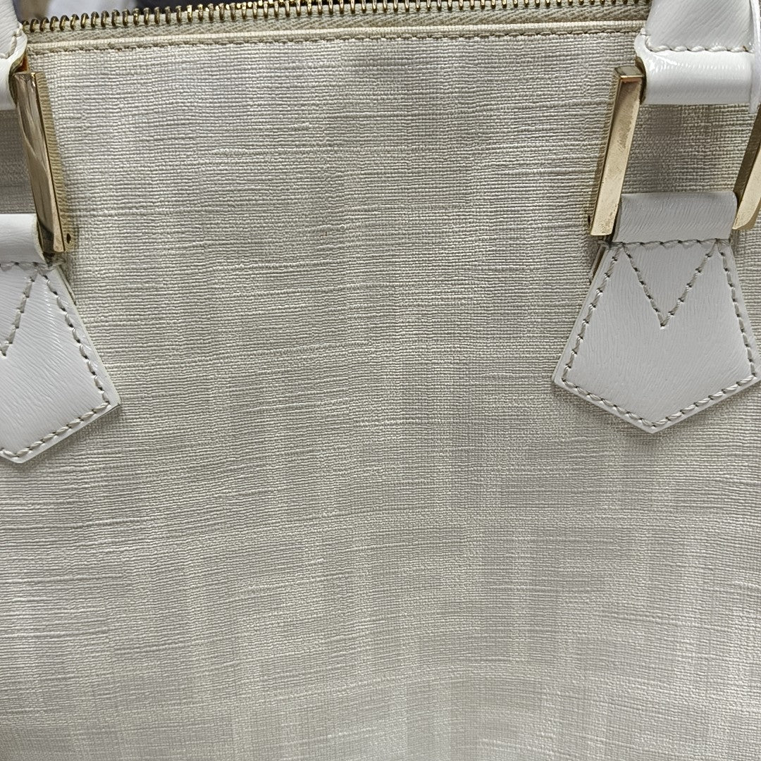 Coated Canvas Top Handle Bag White