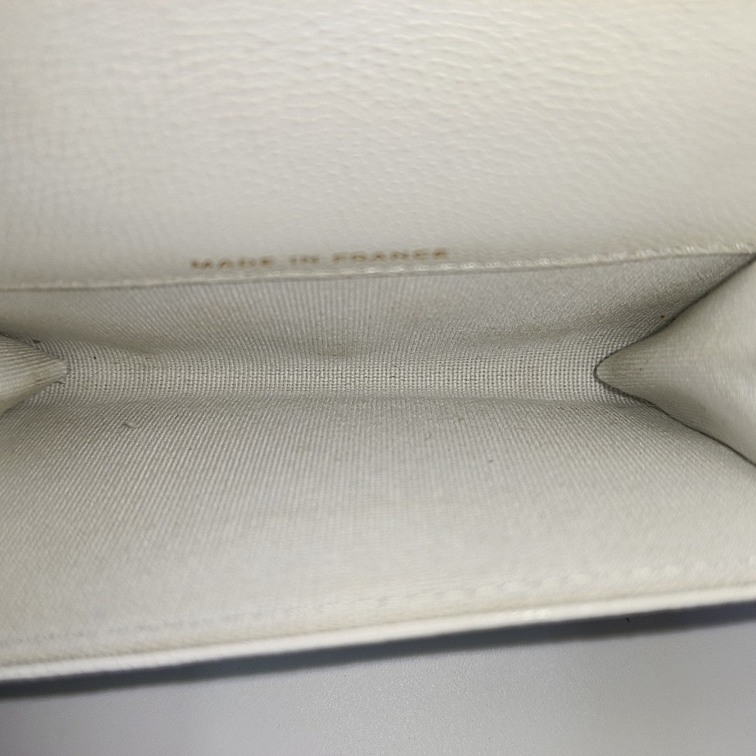 Quilted Grained Calfskin Wallet White