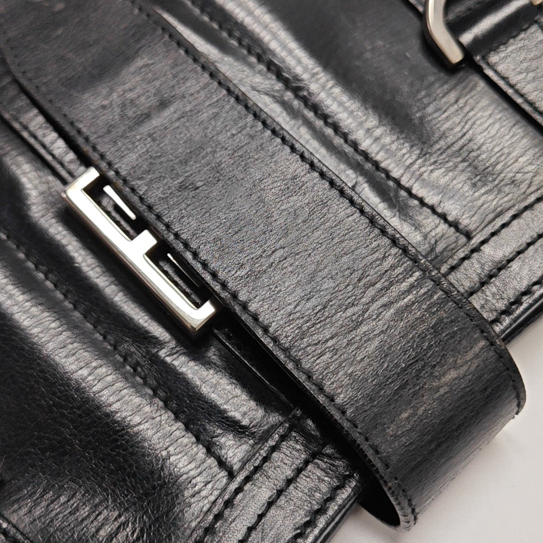 Calfskin Top Handle Bag Black