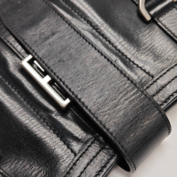 Calfskin Top Handle Bag Black