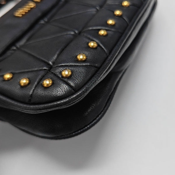 Quilted Lambskin Shoulder Bag Black