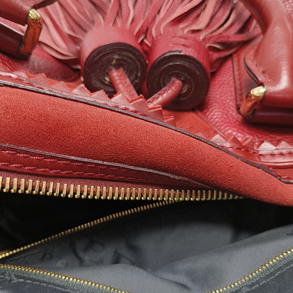 Leather Shoulder Bag Red