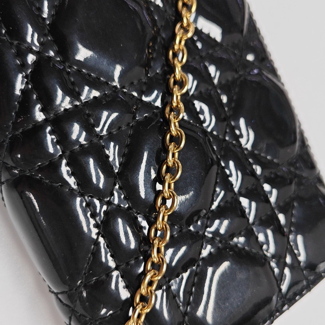 Lady Dior Small Quilted Patent Leather Black