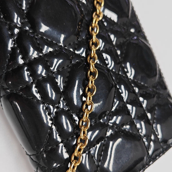 Lady Dior Small Quilted Patent Leather Black