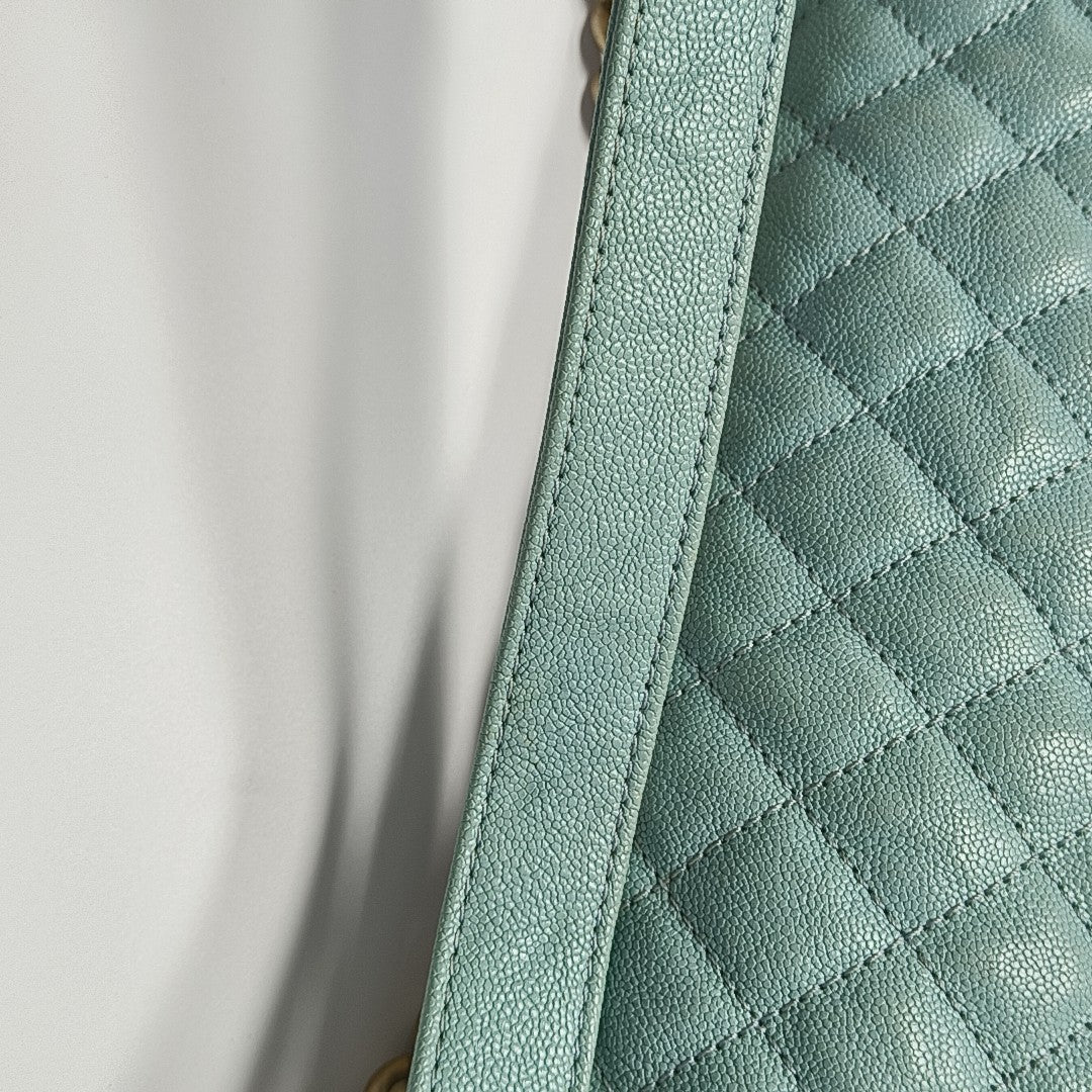 BOY CHANEL Medium Quilted Grained Calfskin Blue