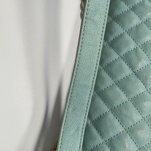BOY CHANEL Medium Quilted Grained Calfskin Blue