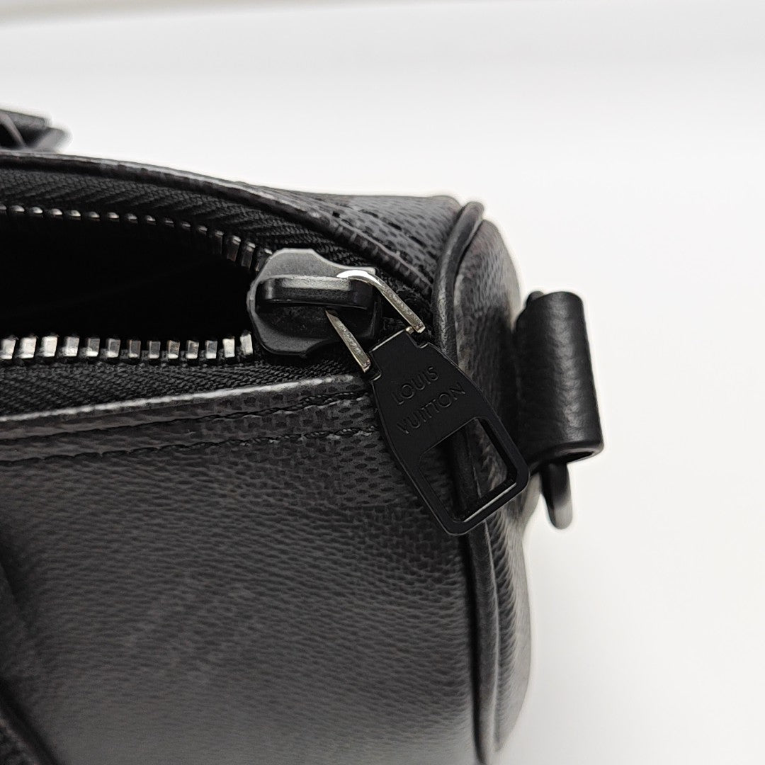 KEEPALL 25 Damier Graphite Coated Canvas Black