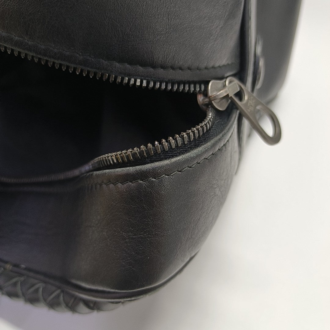 Calfskin Top Handle Bag Black