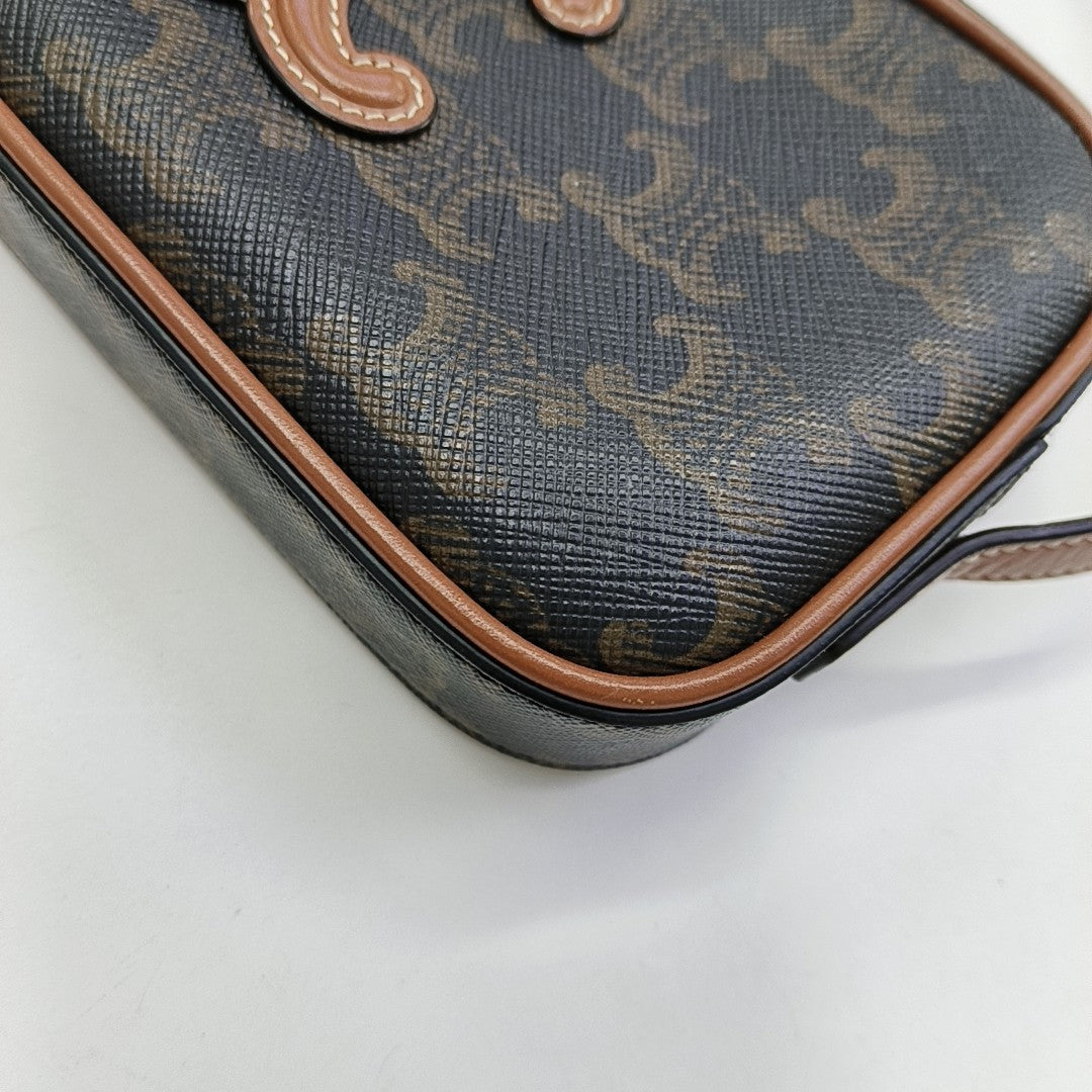 Coated Canvas Shoulder Bag Brown