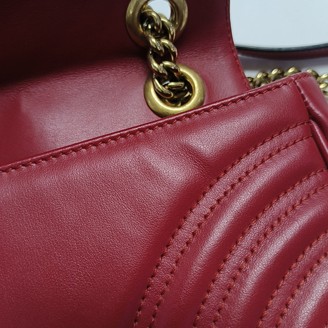 GG Marmont Small Quilted Calfskin Red