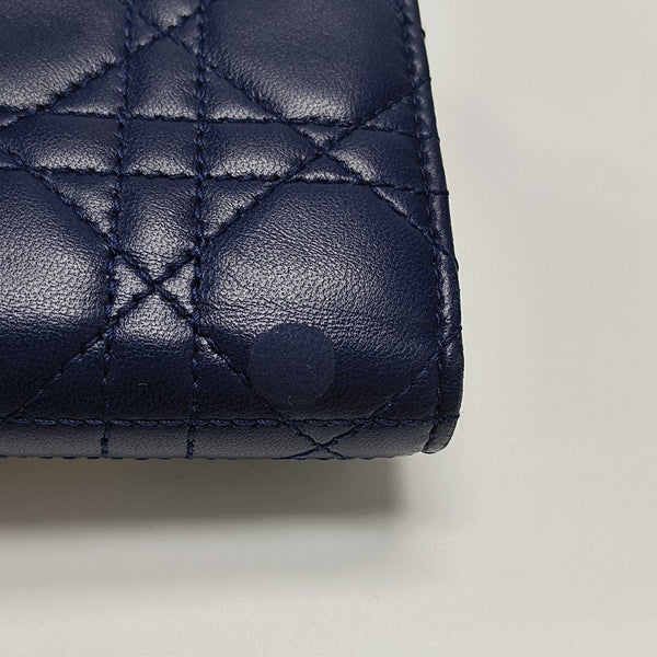 Dioraddict Cannage Calfskin Blue Wallet