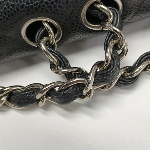 Quilted Grained Calfskin Shoulder Bag Large Black