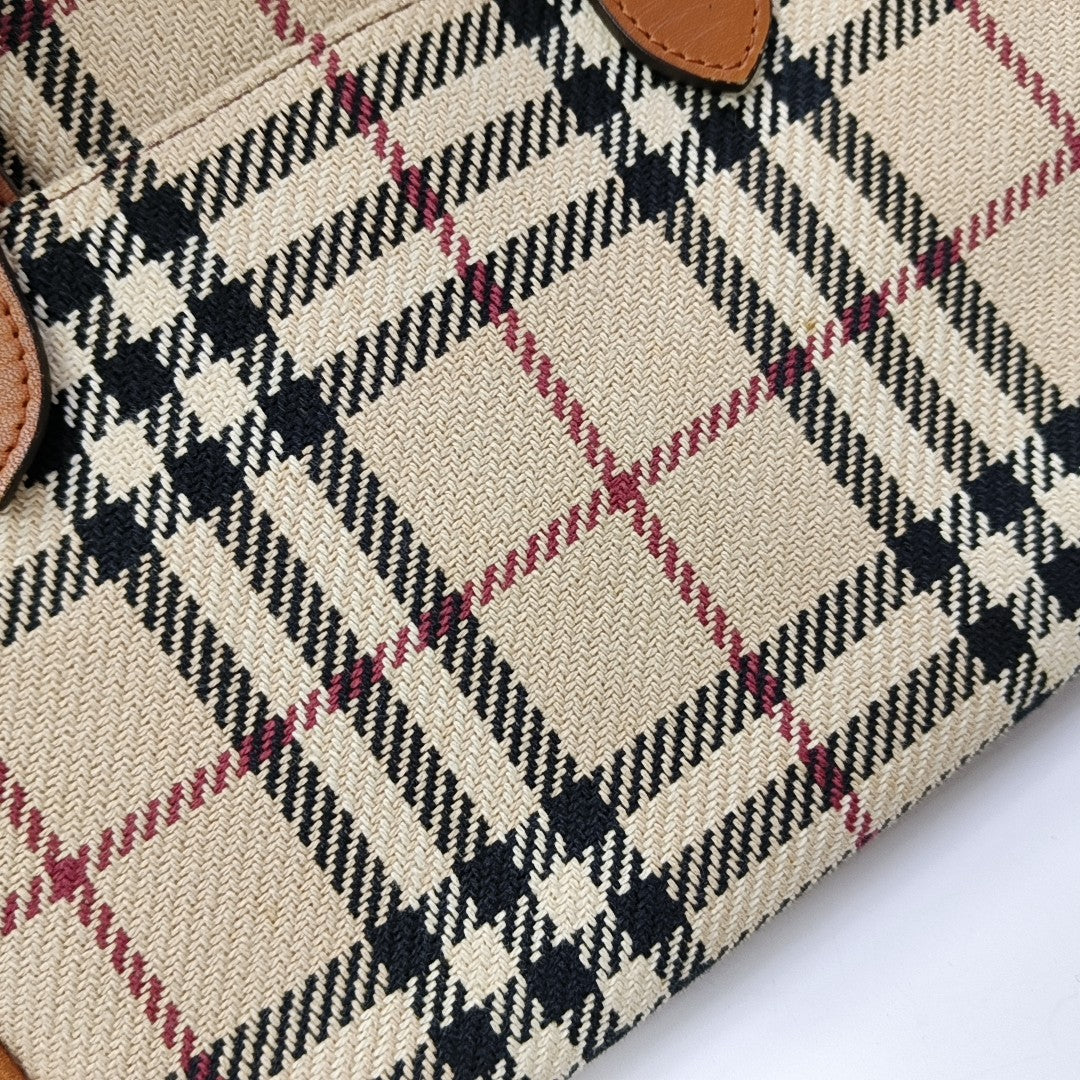 Fabric Top Handle Bag Brown