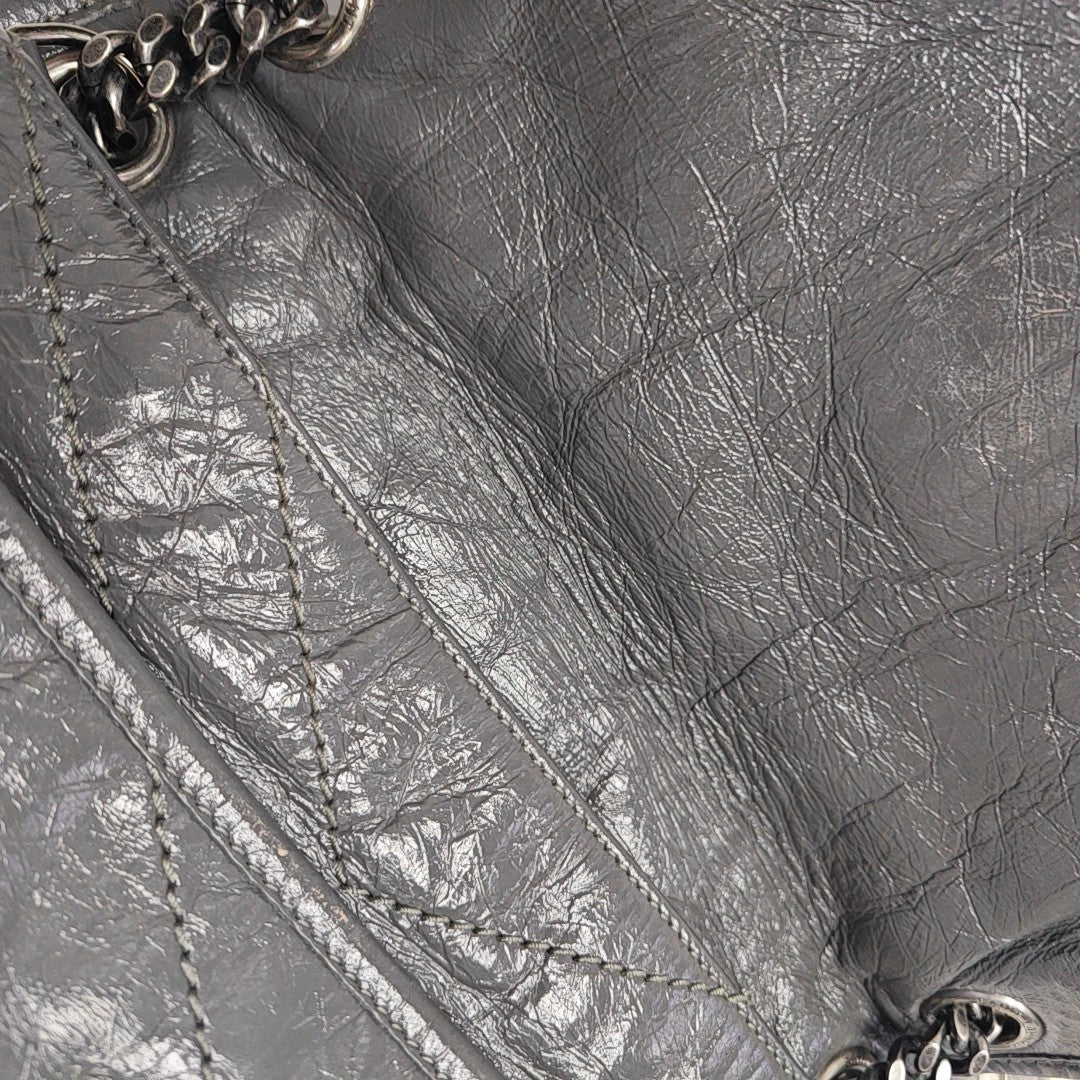 NIKI Medium Chevron Calfskin Gray