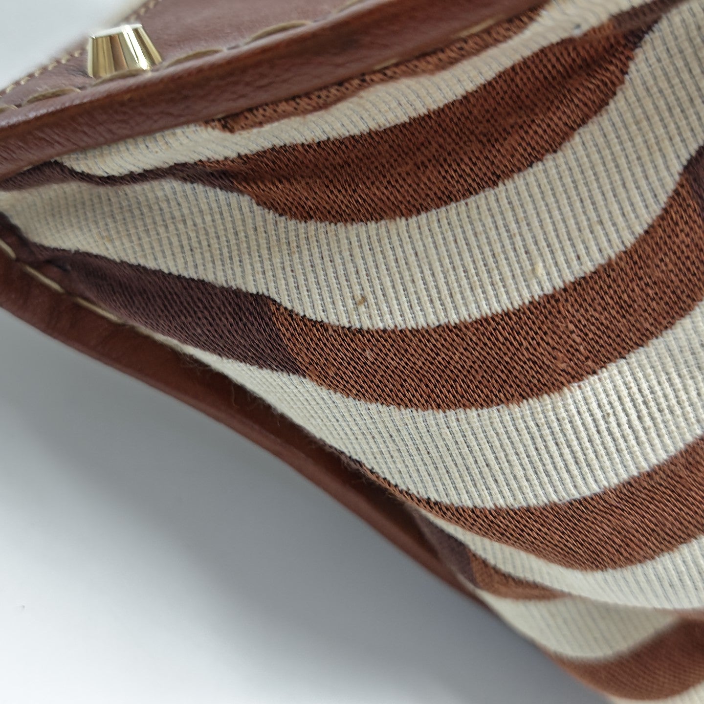 Fabric Top Handle Bag Brown