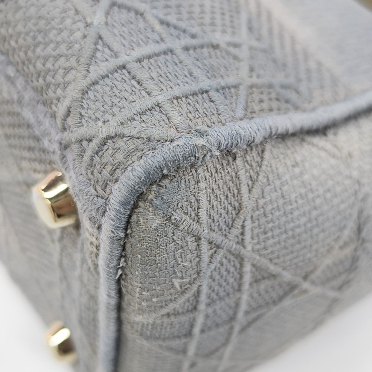Lady D-Lite Medium Cannage Canvas Gray