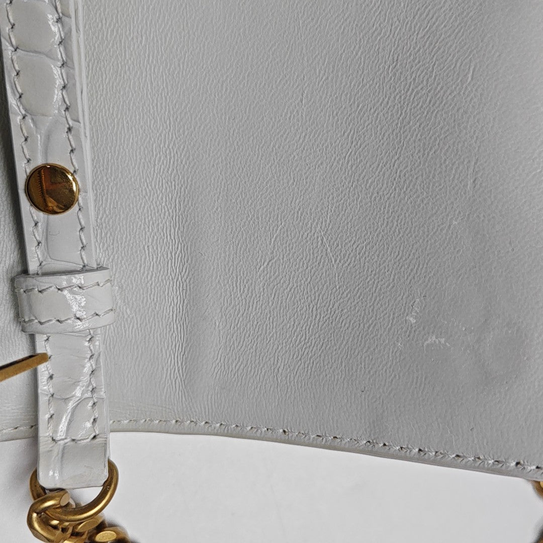 Hourglass Wallet On Chain Mini Calfskin White
