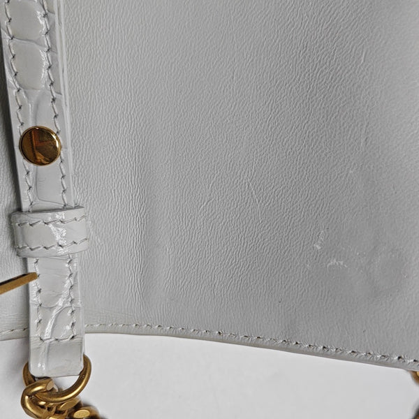 Hourglass Wallet On Chain Mini Calfskin White