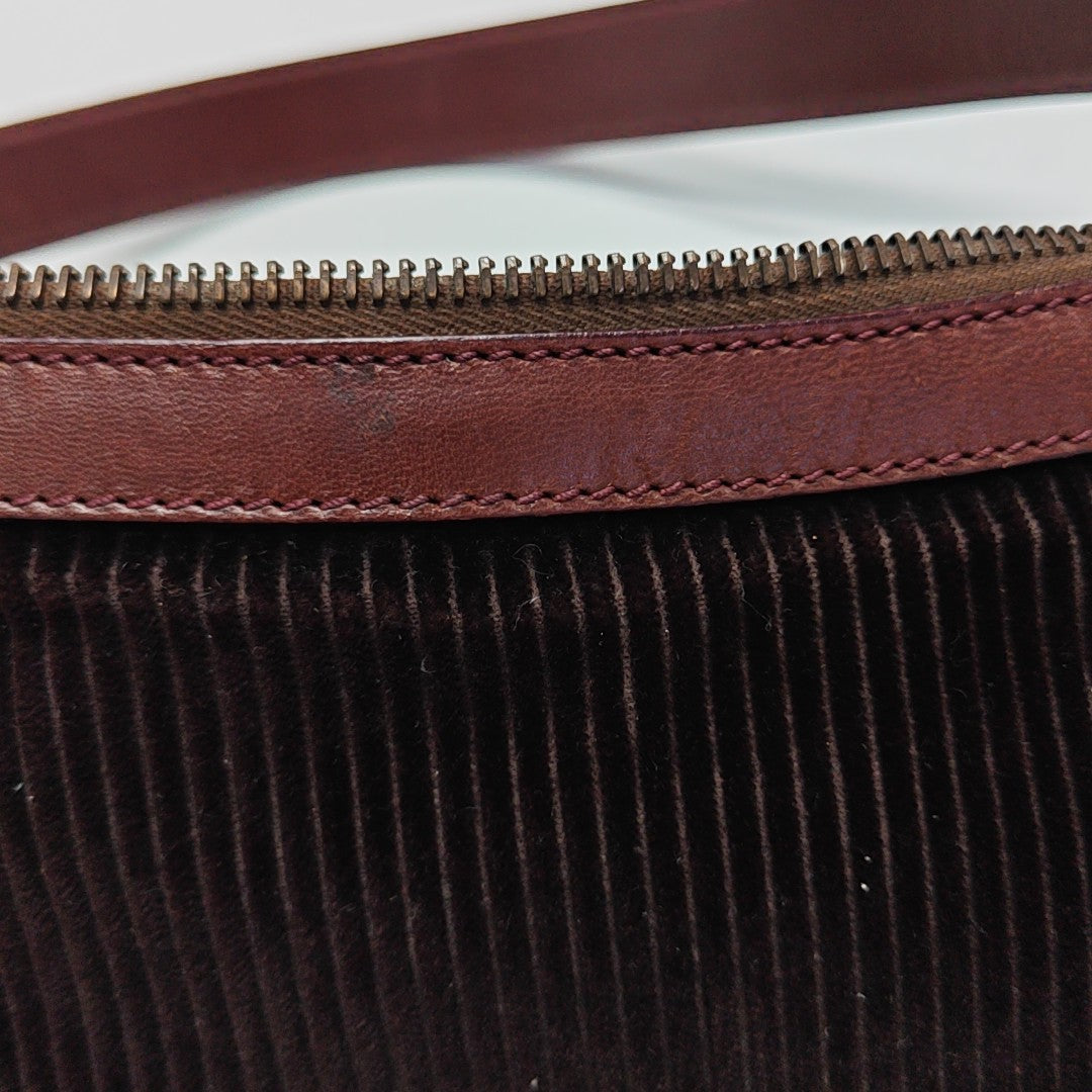 Quilted Corduroy Shoulder Bag Brown