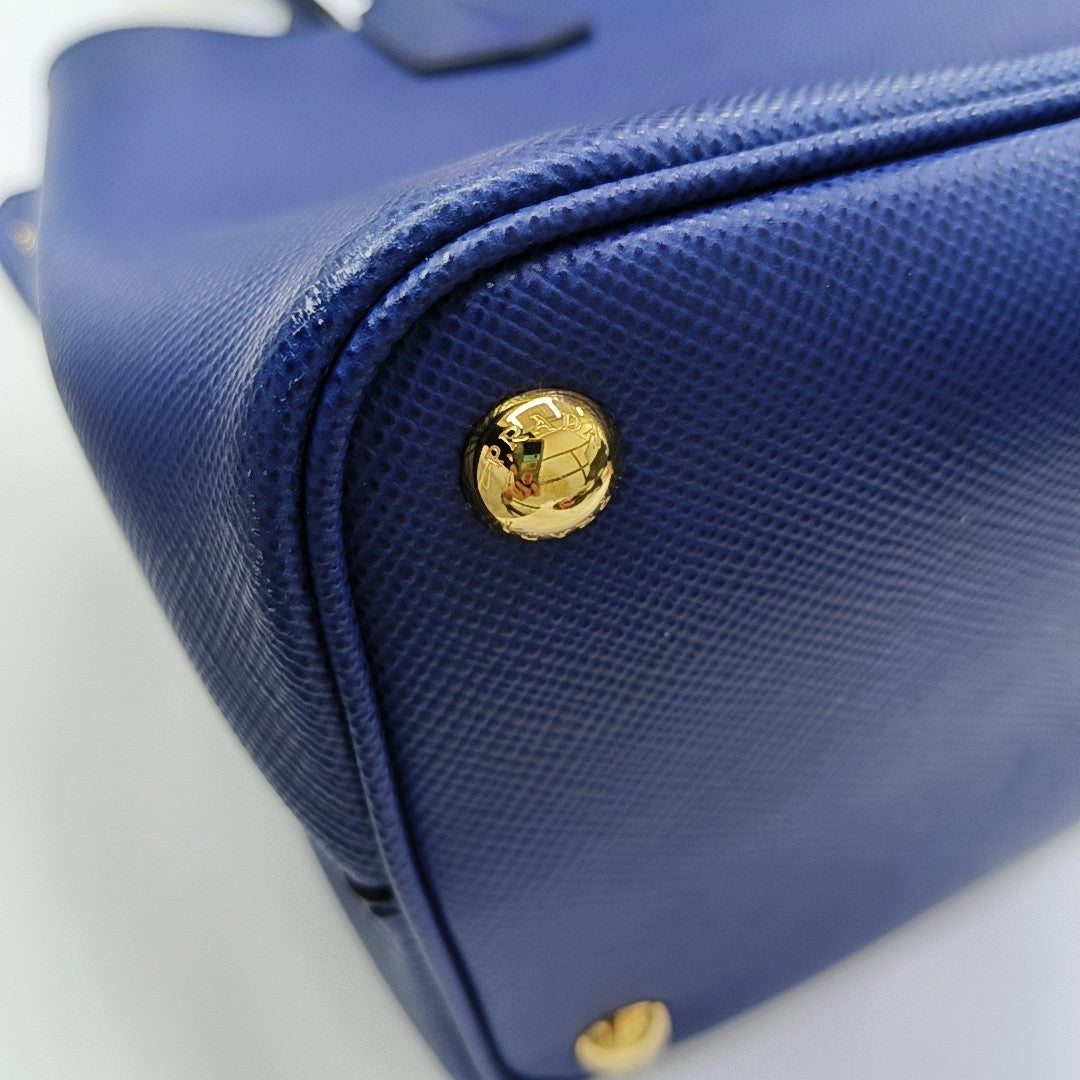 Double Medium Saffiano Calfskin Blue