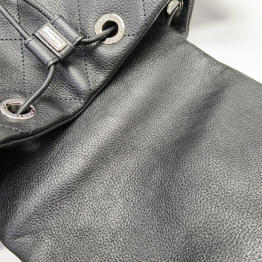 Quilted Grained Calfskin Backpack Black