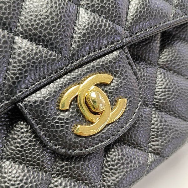 CLASSIC FLAP Small Quilted Grained Calfskin Black