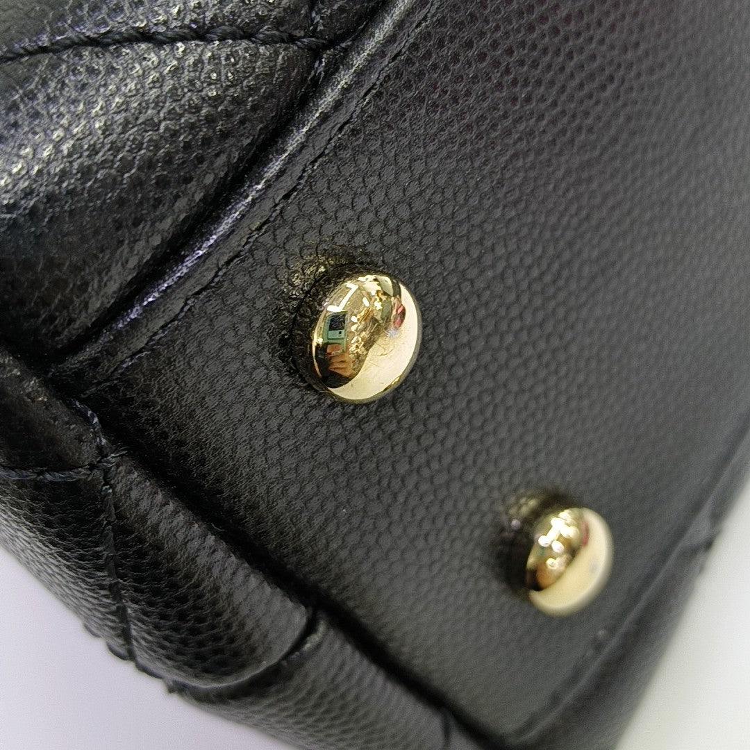 COCO HANDLE Small Quilted Grained Calfskin Black
