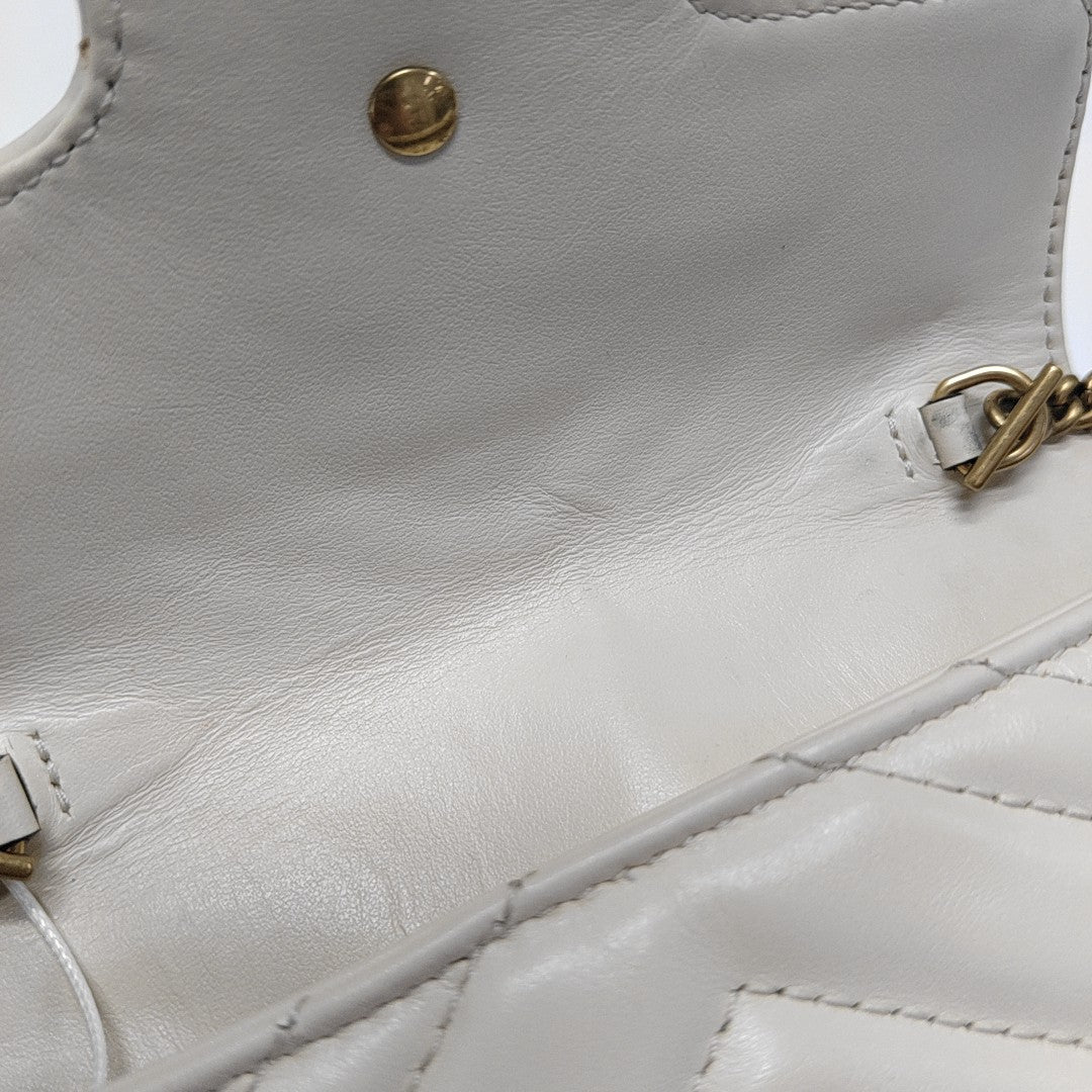 GG Marmont Mini Quilted Calfskin White
