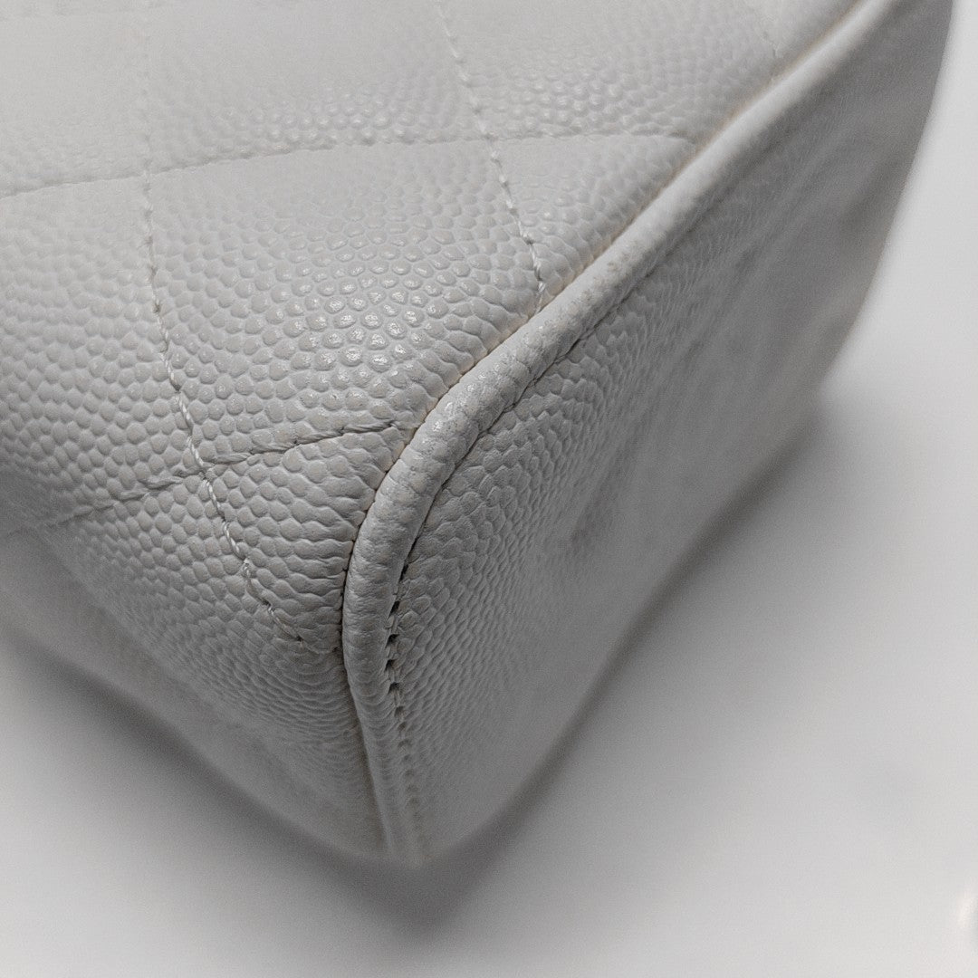 VANITY CASE Mini Quilted Grained Calfskin White
