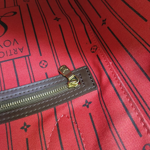 NEVERFULL GM Damier Ebene Coated Canvas Brown