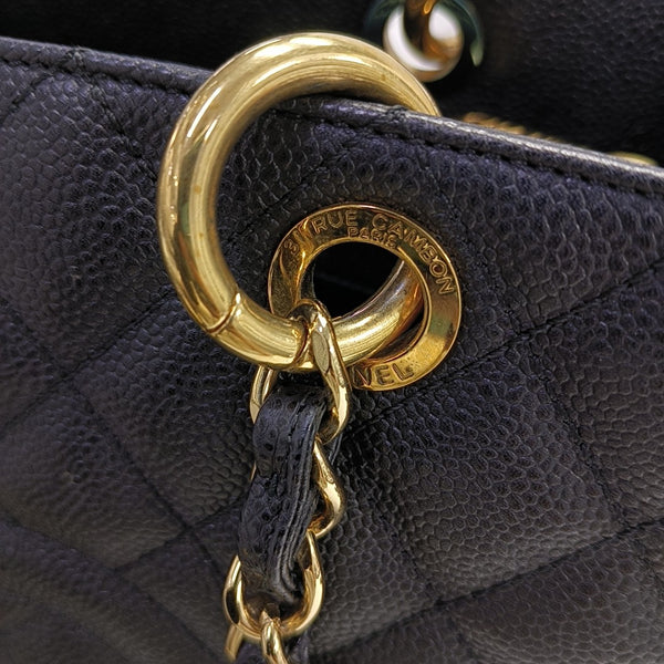 CHANEL GST Large Quilted Grained Calfskin Black