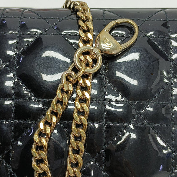 Lady Dior Mini Cannage Patent Leather Black