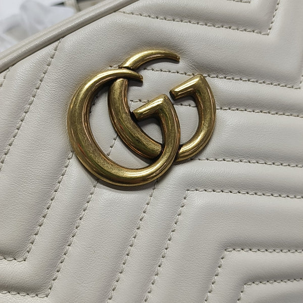 GG Marmont Small Quilted Calfskin White