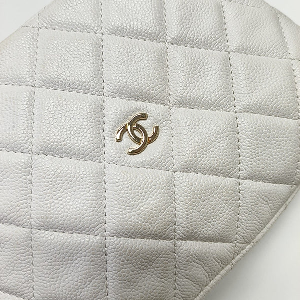 Quilted Grained Calfskin Shoulder Bag White