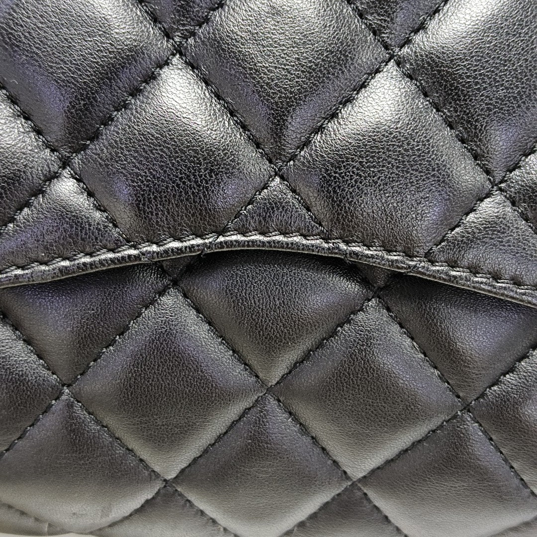 CLASSIC SINGLE FLAP Medium Quilted Lambskin Black