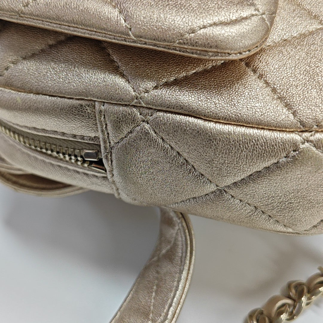 Quilted Lambskin Backpack Beige