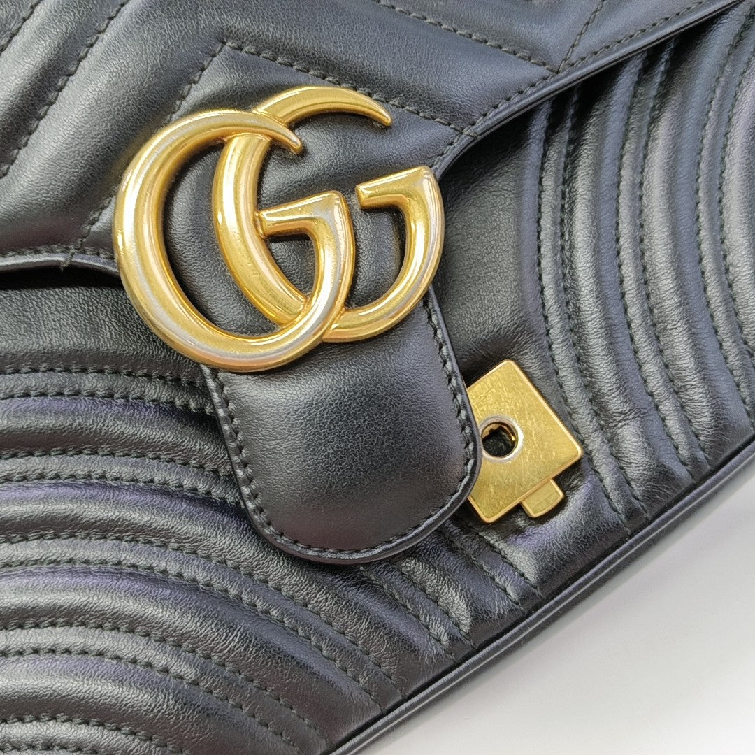 GG Marmont Small Quilted Calfskin Black